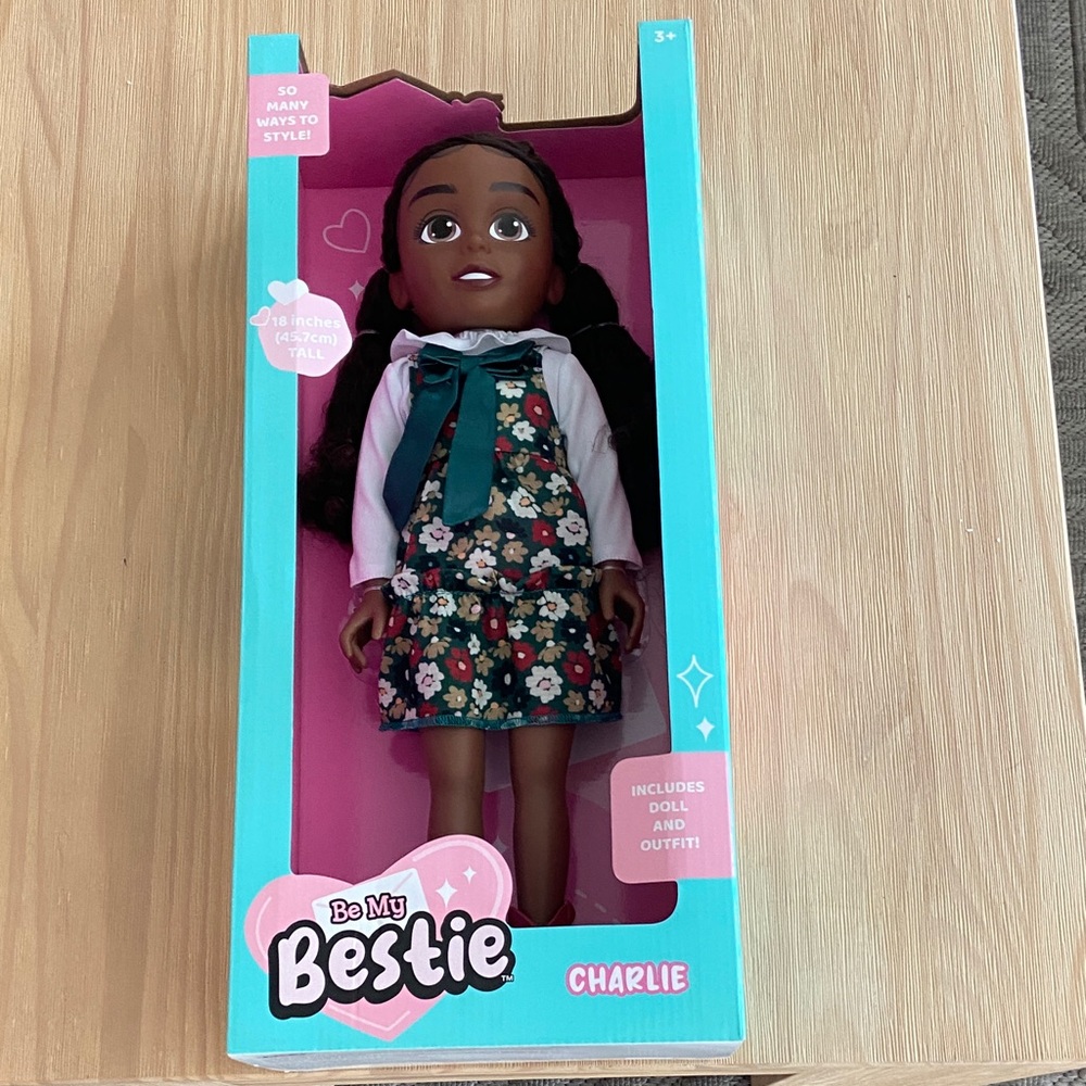 Be My Bestie Doll with Floral Dress and Green Bow